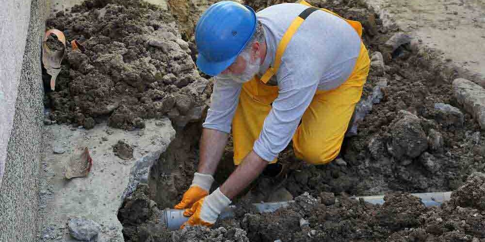 outdoor sewer replacement in progress