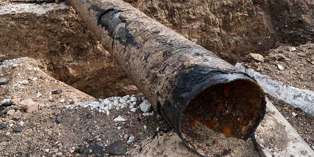 Old cast iron pipes being removed Old cast iron pipes being removed